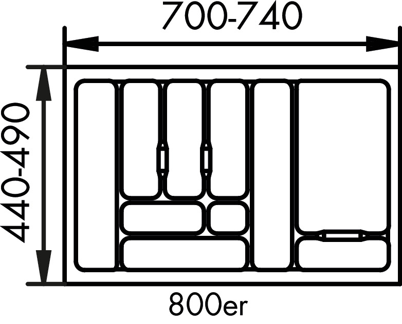 Bestekelement 1, Bestekelementen, voor 800 mm kastbreedte