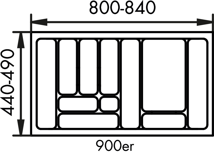 Bestekelement 1, Bestekelementen, voor 900 mm kastbreedte
