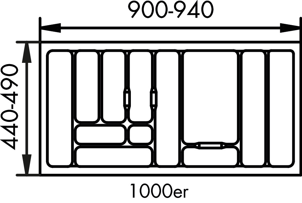 Bestekelement 1, Bestekelementen, voor 1000 mm kastbreedte