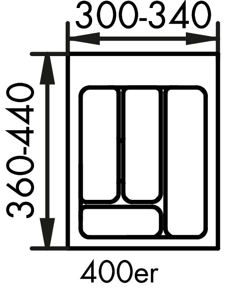 Bestekelement 2, Bestekelementen, voor 400 mm kastbreedte