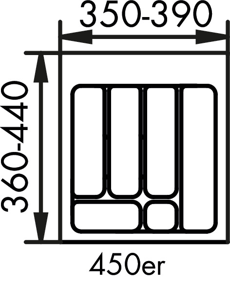 Bestekelement 2, Bestekelementen, voor 450 mm kastbreedte
