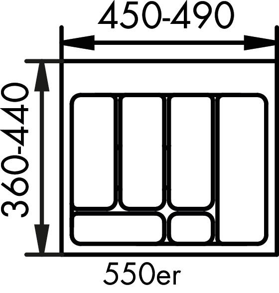 Bestekelement 2, Bestekelementen, voor 550 mm kastbreedte