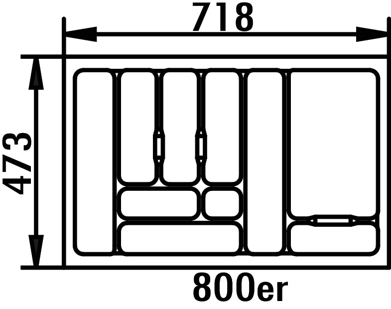 Bestekelement 4, Bestekelementen, voor 800 mm kastbreedte, B 718, D 473 mm