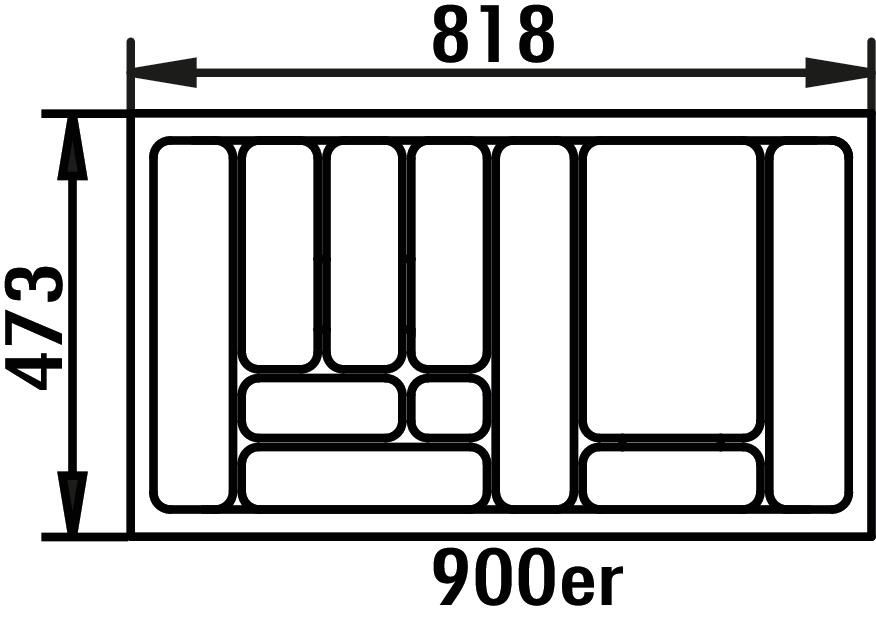 Bestekelement 4, Bestekelementen, voor 900 mm kastbreedte, B 818, D 473 mm