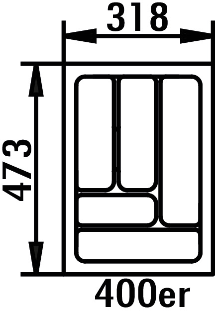 Bestekelement 4, Bestekelementen, voor 400 mm kastbreedte, B 318, D 473 mm