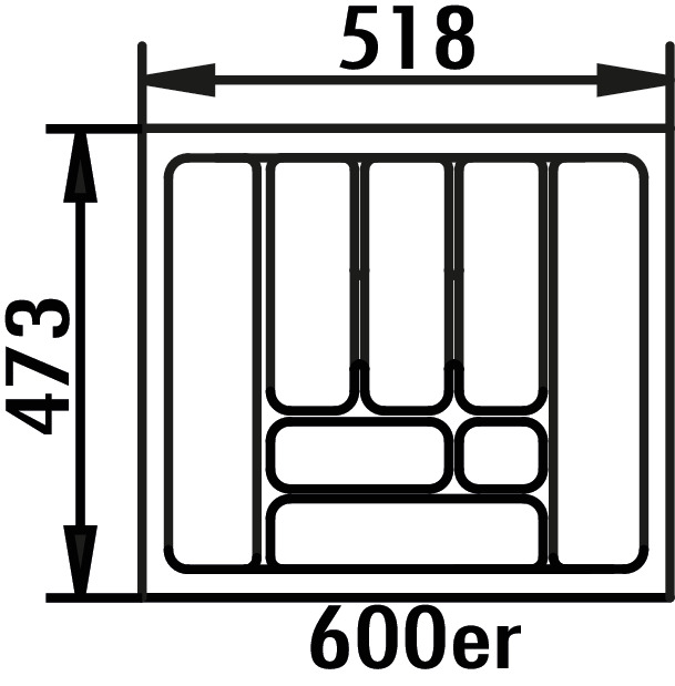 Bestekelement 4, Bestekelementen, voor 600 mm kastbreedte, B 518, D 473 mm
