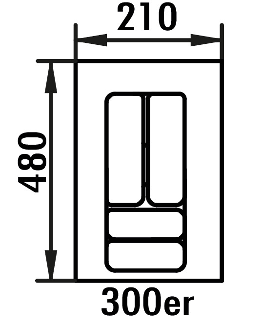 Bestekelement 5, Bestekelementen, voor 300 mm kastbreedte, B 210, D 480 mm