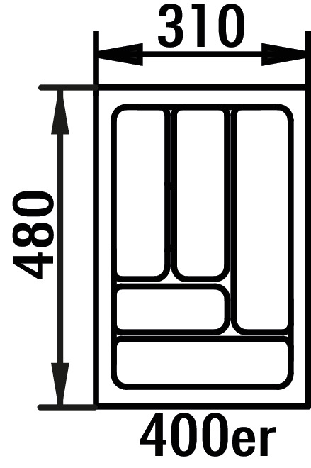Bestekelement 5, Bestekelementen, voor 400 mm kastbreedte, B 310, D 480 mm
