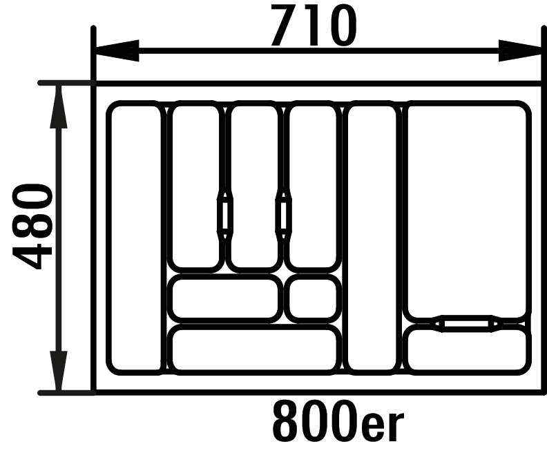 Bestekelement 5, Bestekelementen, voor 800 mm kastbreedte, B 710, D 480 mm