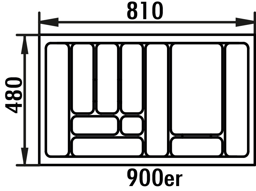 Bestekelement 5, Bestekelementen, voor 900 mm kastbreedte, B 810, D 480 mm