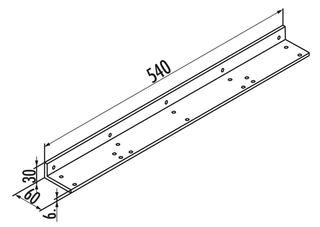 Bevestigingshoek voor aanbouwtafel, Tafelonderstel, aluminiumkleurig RAL 9006, L 540 mm