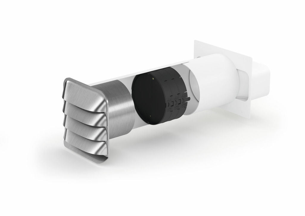 E-Jal Col® flow 125 muurdoorvoerunit incl. THERMOBOX, Muurdoorvoerunit, wit, roestvrij staal
