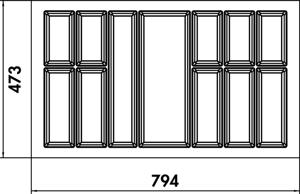 Adesso 1, Bestekelementen, voor 900 mm kastbreedte