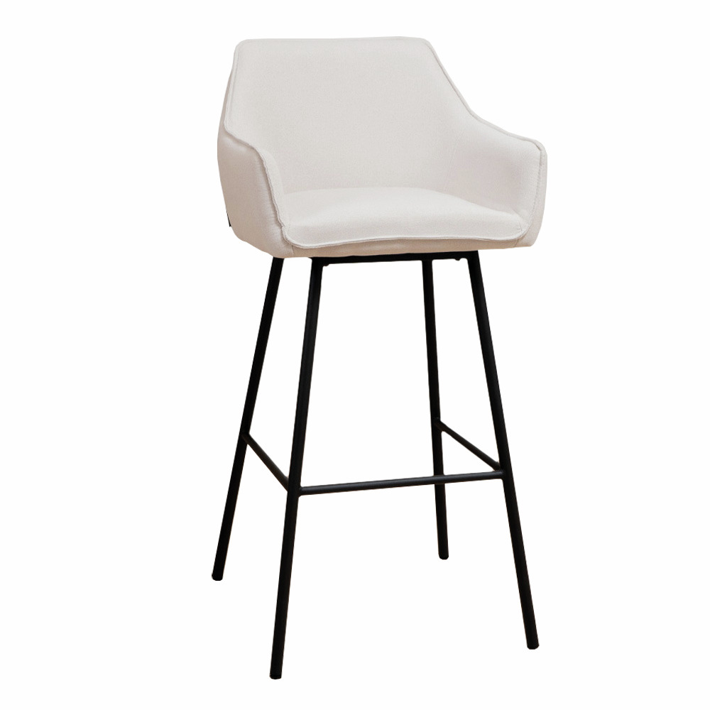 Aron R, Barkruk, onderstel zwart, bekleding beige (02)