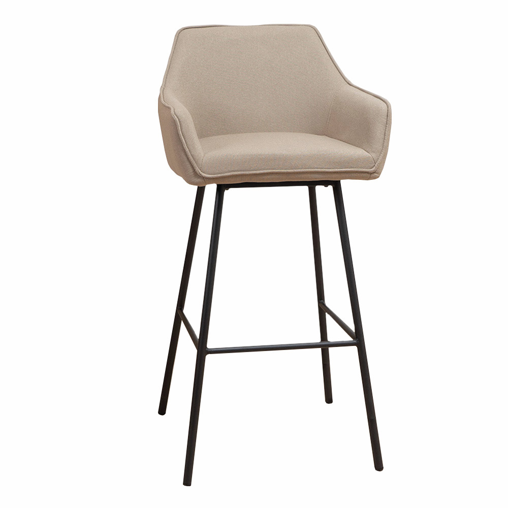 Aron R, Barkruk, onderstel zwart, bekleding taupe (02)