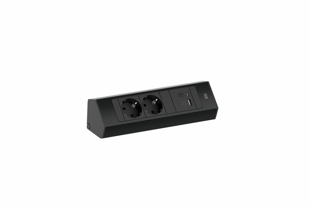Casia 2K stekkerdoos USB A+C, Contactdooselement, zwart mat