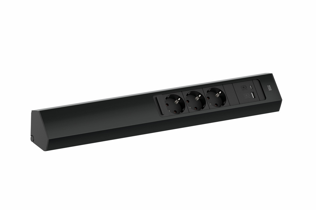 Casia 2L stekkerdoos USB A+C, Contactdooselement, zwart mat