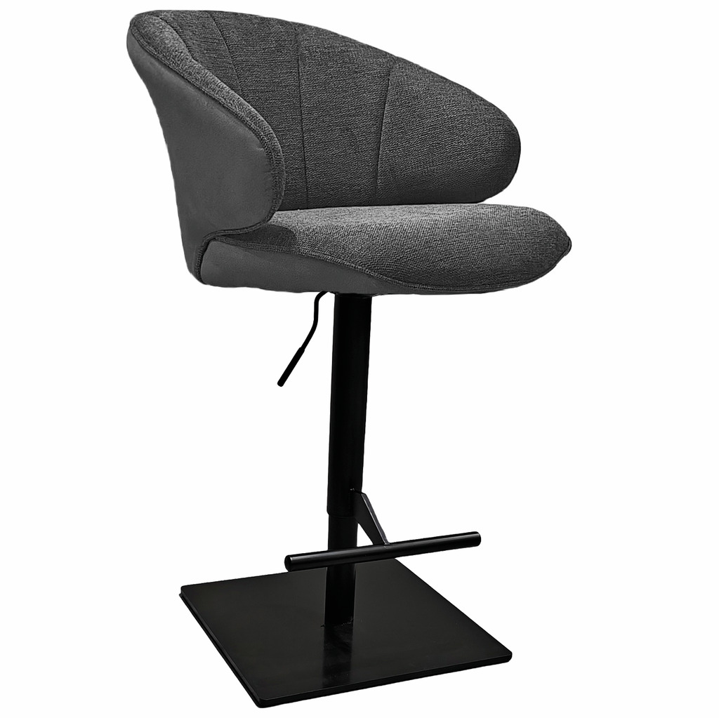 Brezo AS, Barkruk, onderstel zwart mat, hoekig, bekleding donkergrijs