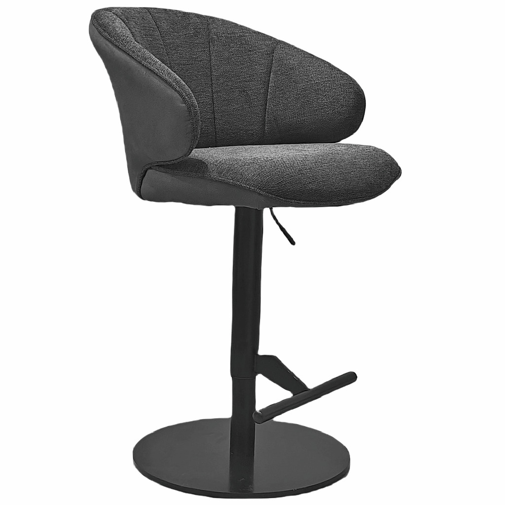 Brezo AS, Barkruk, onderstel zwart mat, rond, bekleding donkergrijs