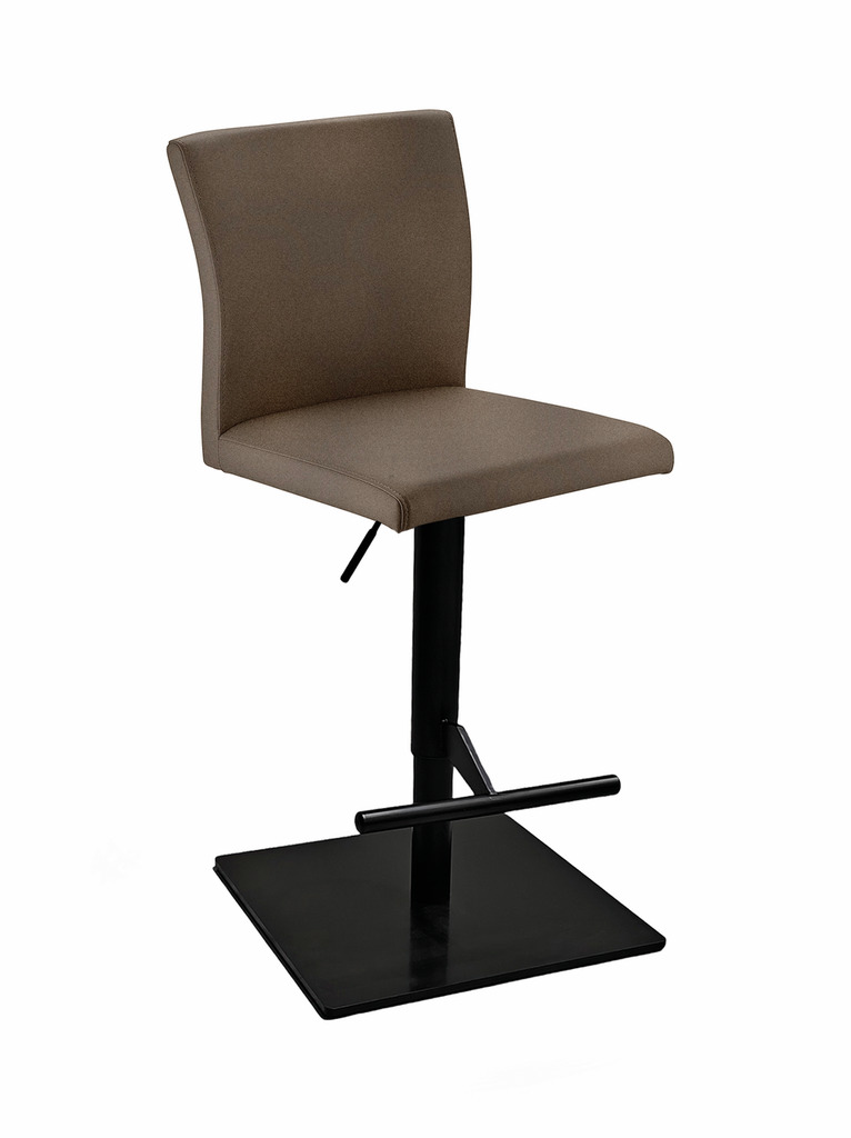 Buono KM, Barkruk, onderstel zwart mat, hoekig, bekleding donker kaki