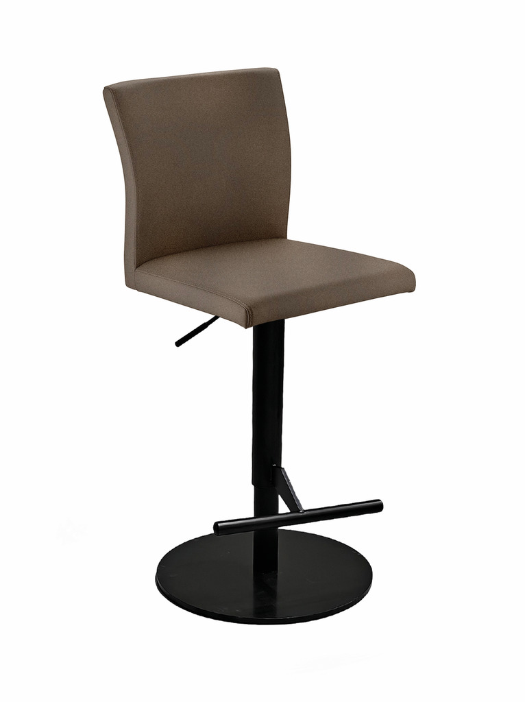 Buono KM, Barkruk, onderstel zwart mat, rond, bekleding donker kaki