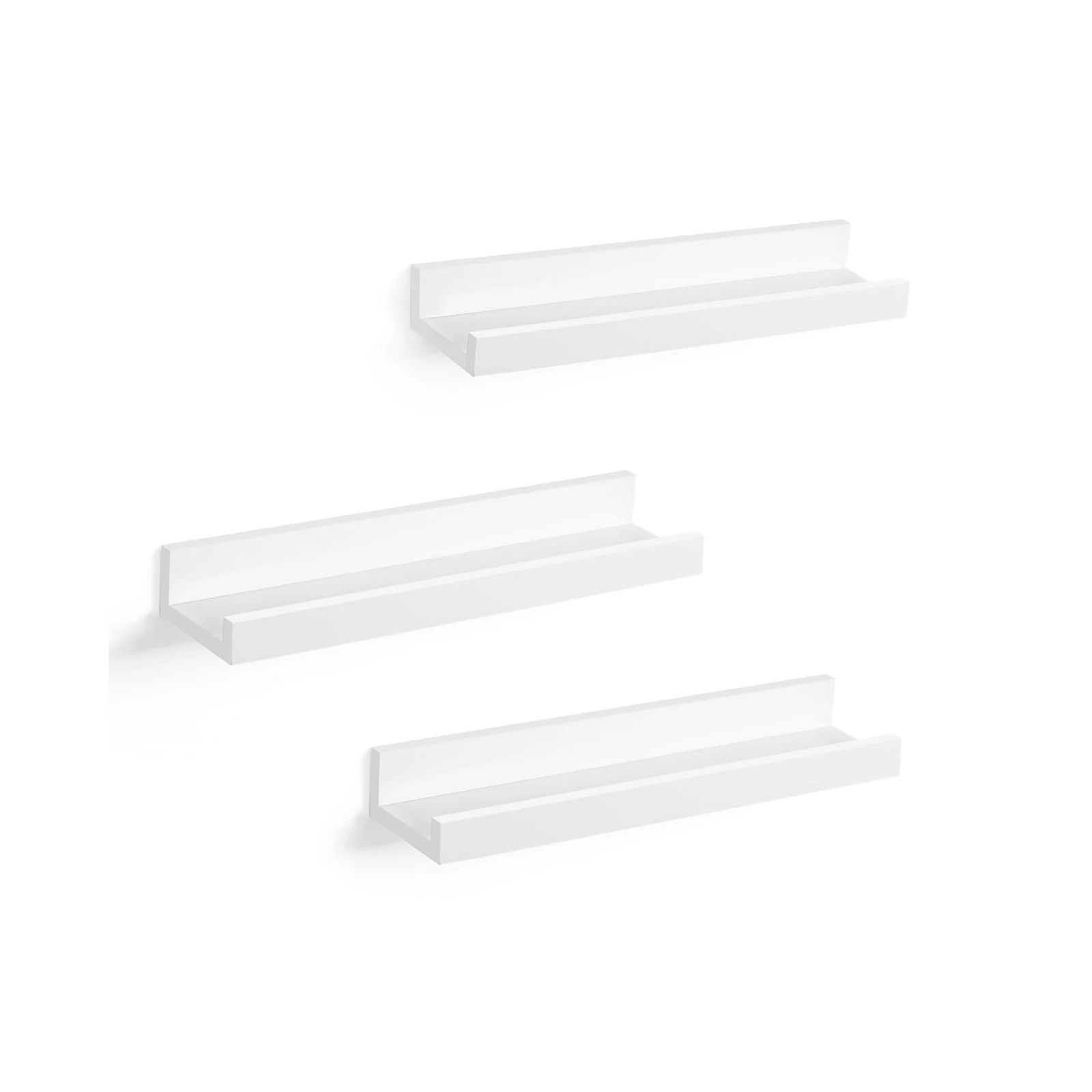 Zwevende boekenplanken – set van 3 – hoogglans – wit
