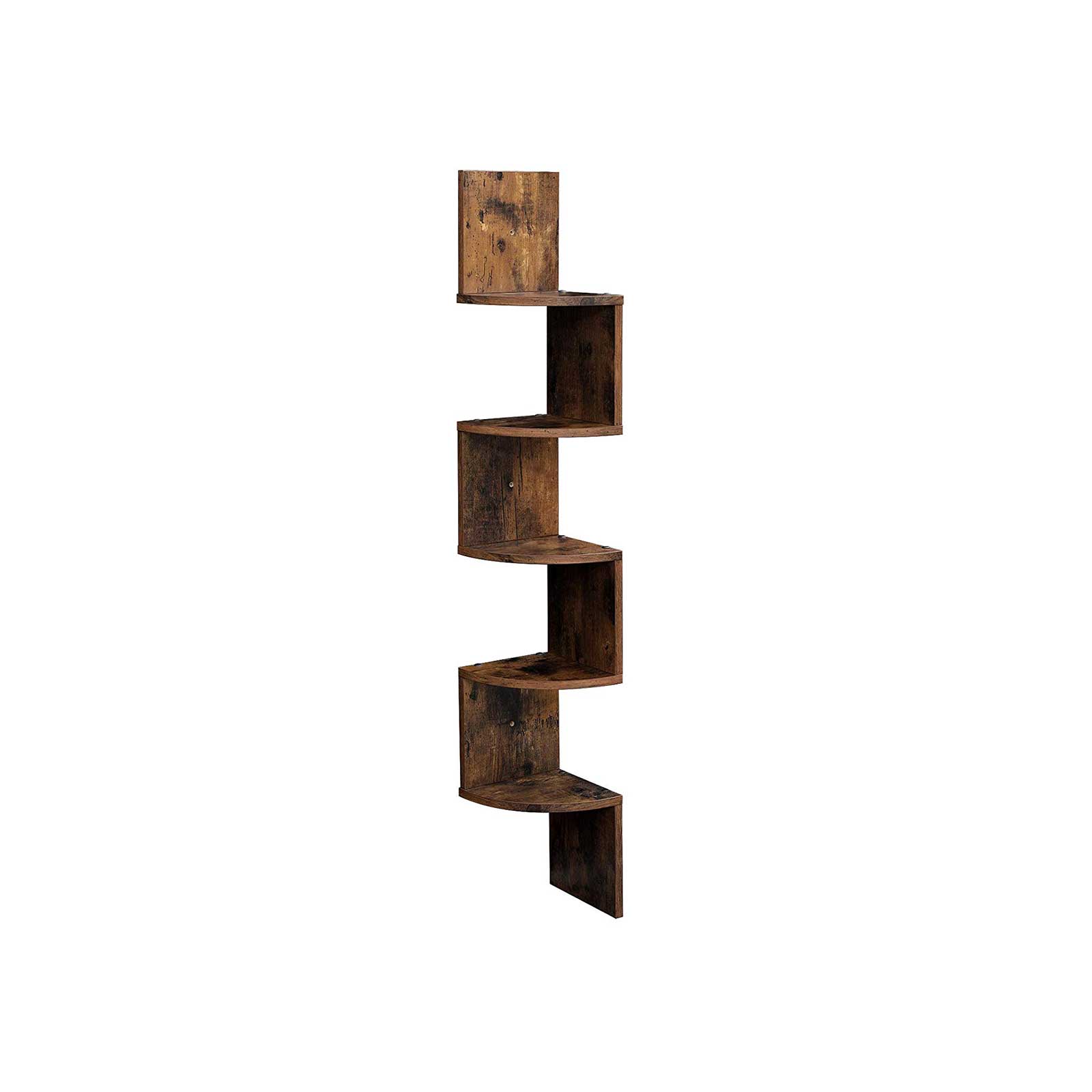 Hoekkast – Zwevende hoekplank – Houtlook – Donkerbruin
