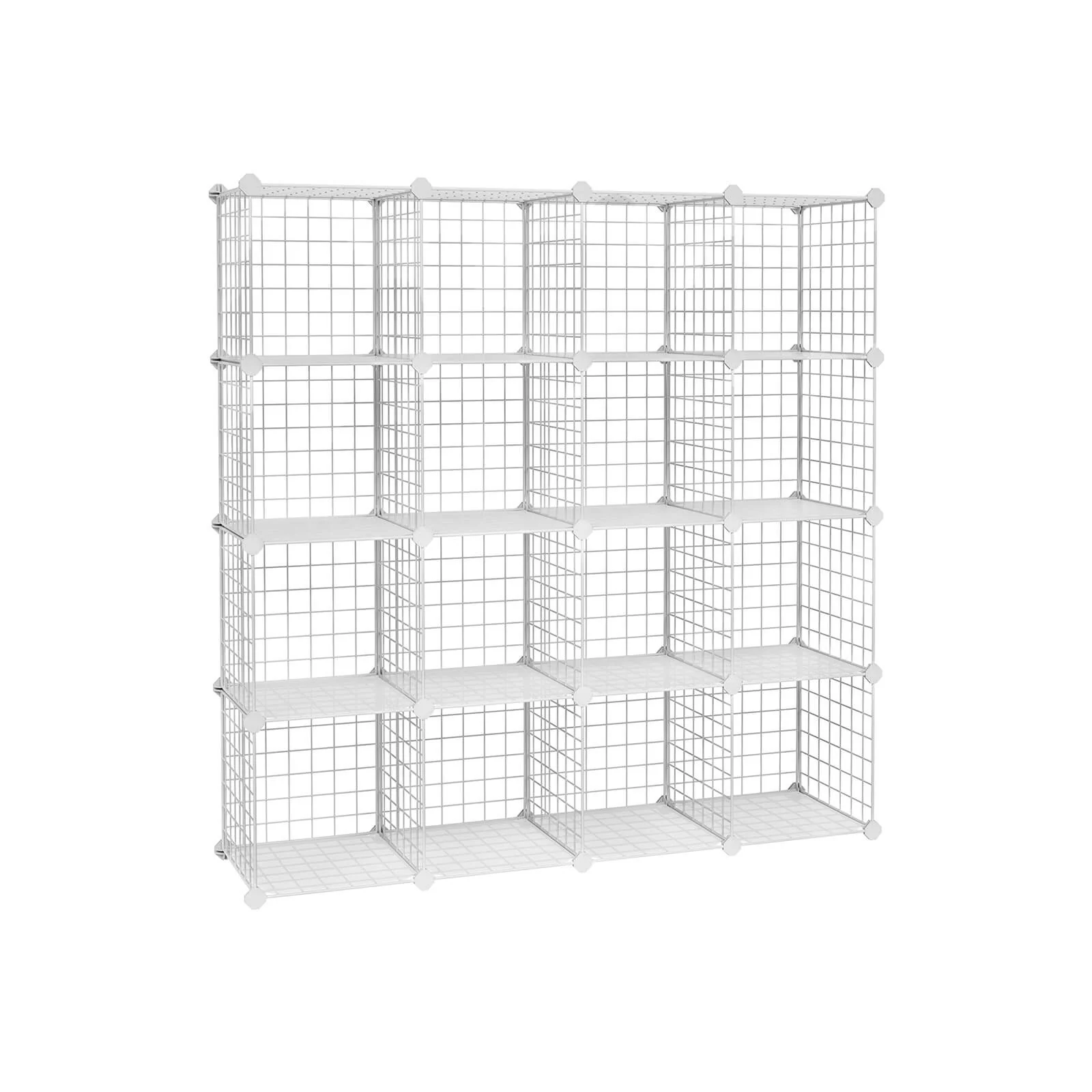 Opbergrek – modulaire draadkubussen – 16 stuks – wit