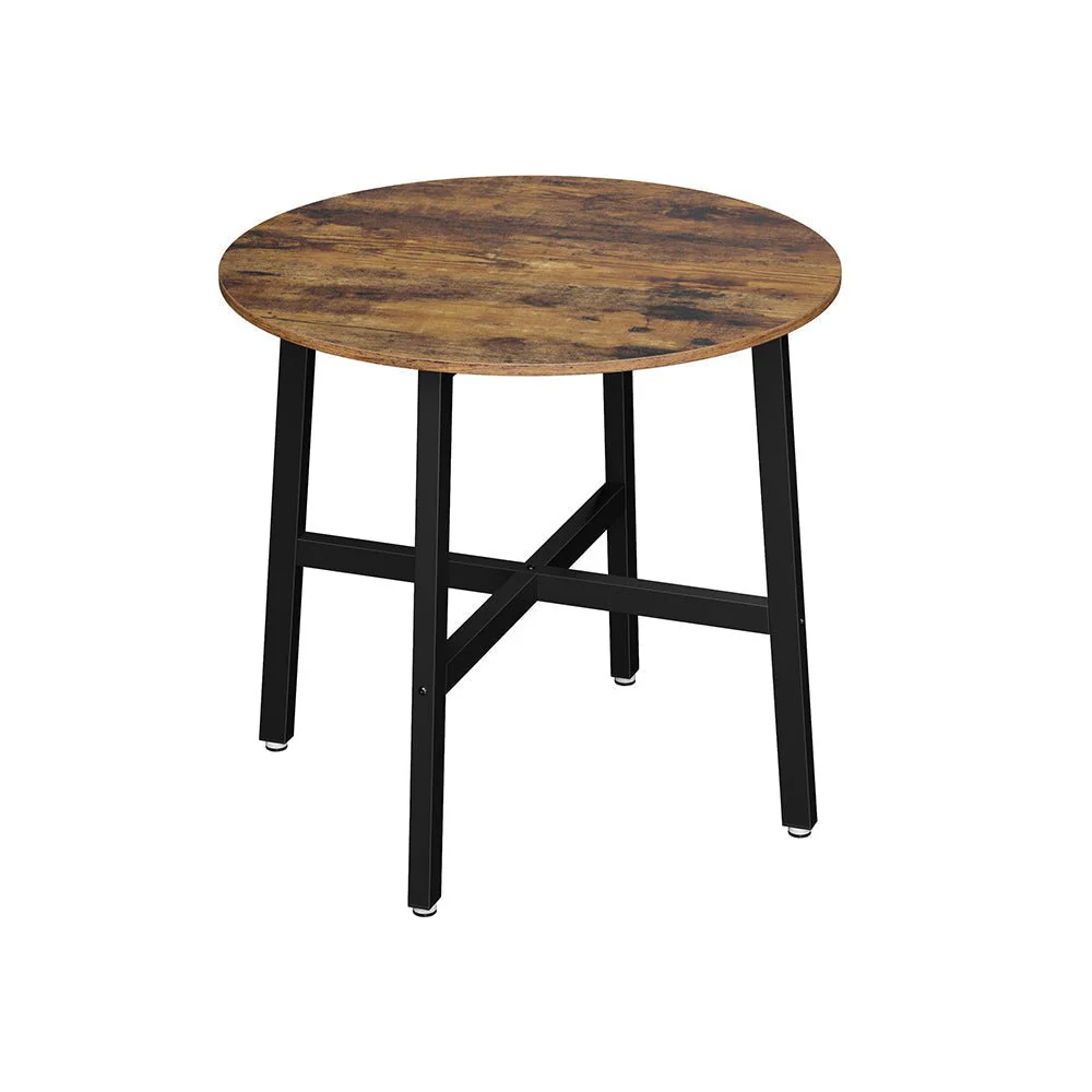Ronde eettafel – Industrieel ontwerp – Vintage bruin/zwart