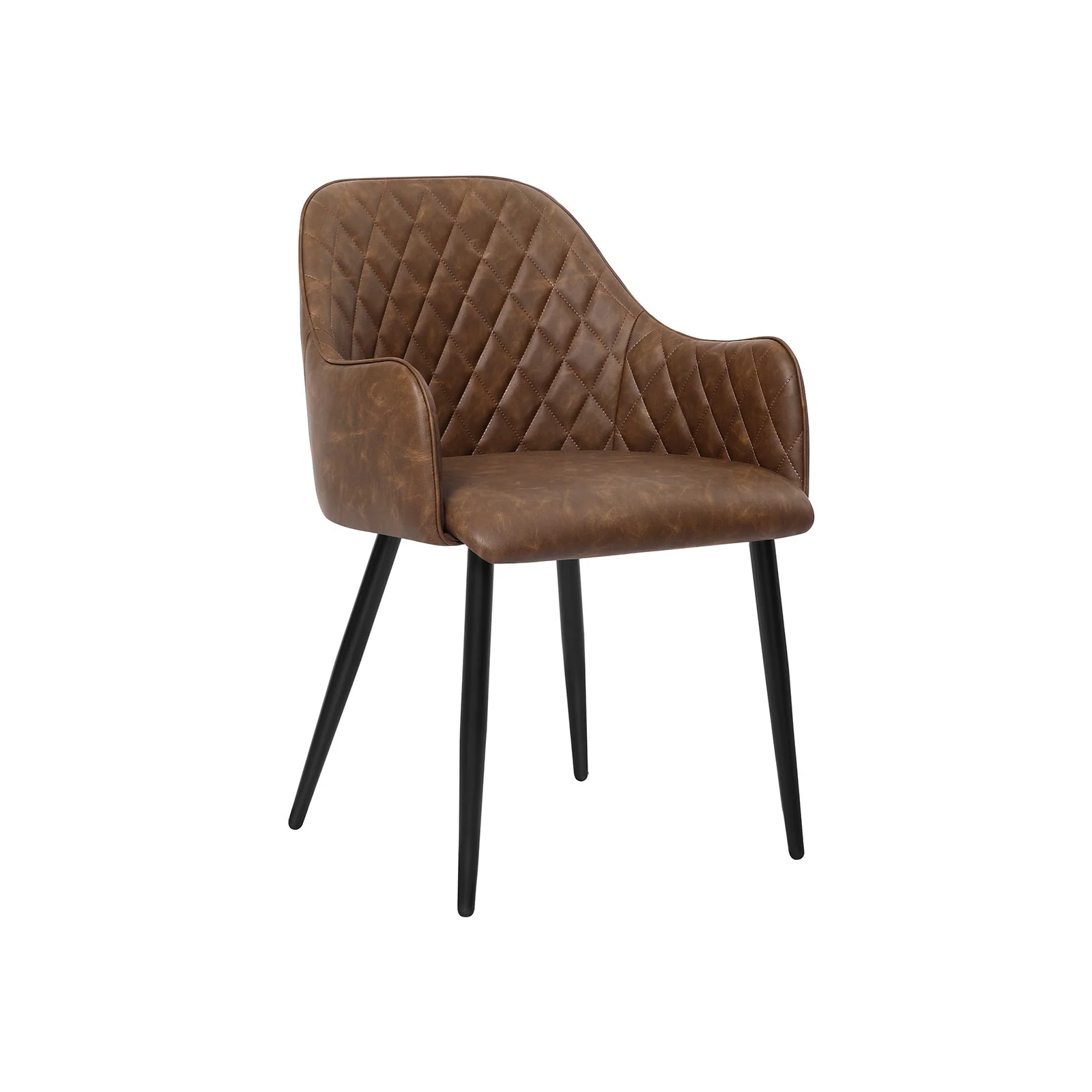 Eetkamerstoel – Ergonomisch design – Fluwelen zitting – Bruin