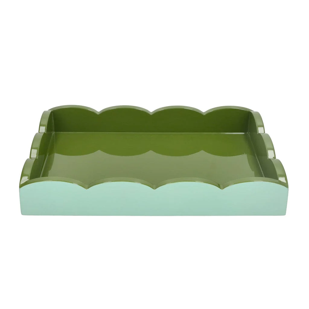 Addison Ross – Scalloped Tray – Eau de Nil/Khaki – 28×20 cm