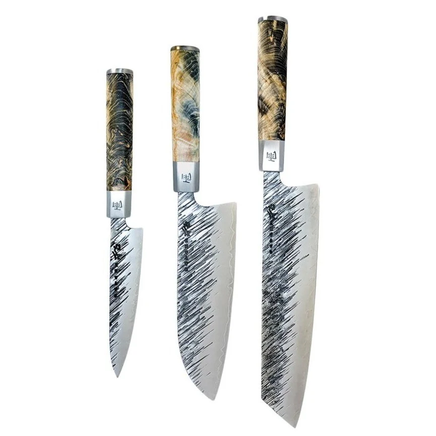 Ame – Japanese 3 piece knife set Rain Pattern