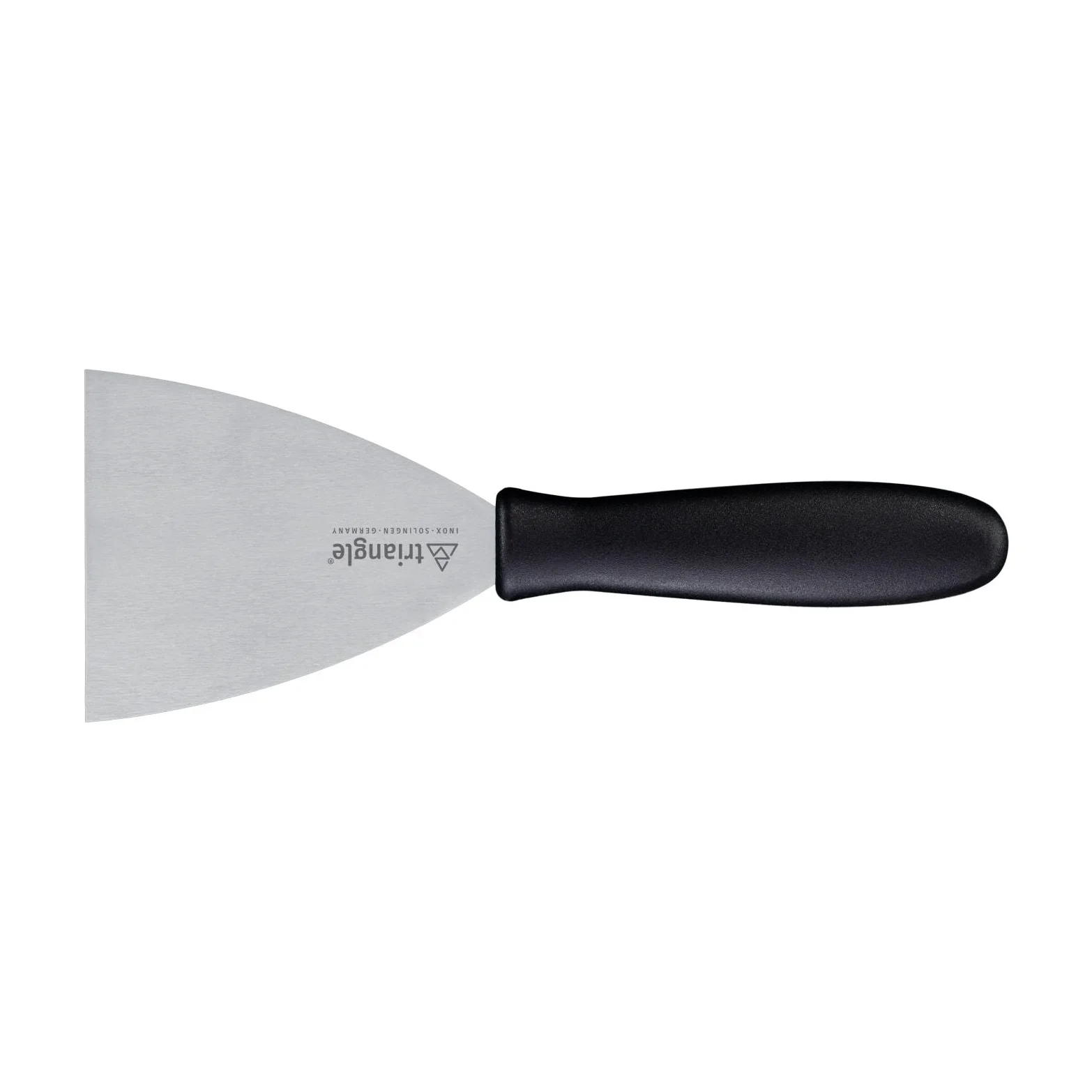 TRIANGLE professionele bakplaat spatel RVS lemmet 10cm met zwart kunststof PP handvat