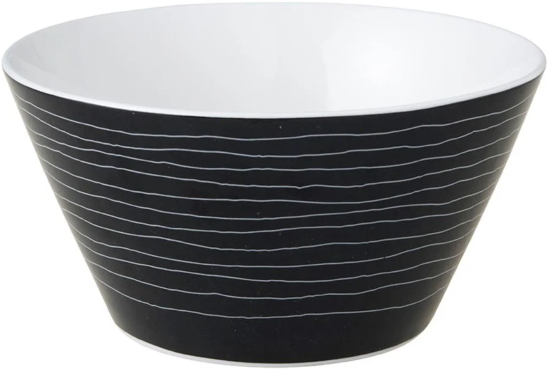 Bliss Kom 14 cm Zwart Streep Wit
