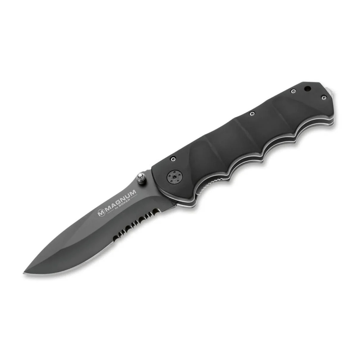 BOKER Black Spear zakmes zwart gecoat 440A roestvrijstalen aluminium handgreep