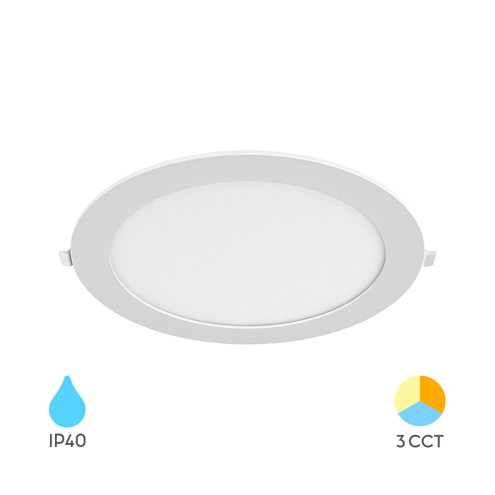 LED Inbouw Paneel Rond – 229mm – 18W 1760lm – 3000K/4000K/6000K – CCT – Wit | Zaagmaat 205mm