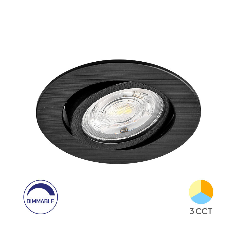 LED inbouwspot – 7W  DIM CCT – Zaagmaat 70mm – Buitenmaat 85mm – Zwart