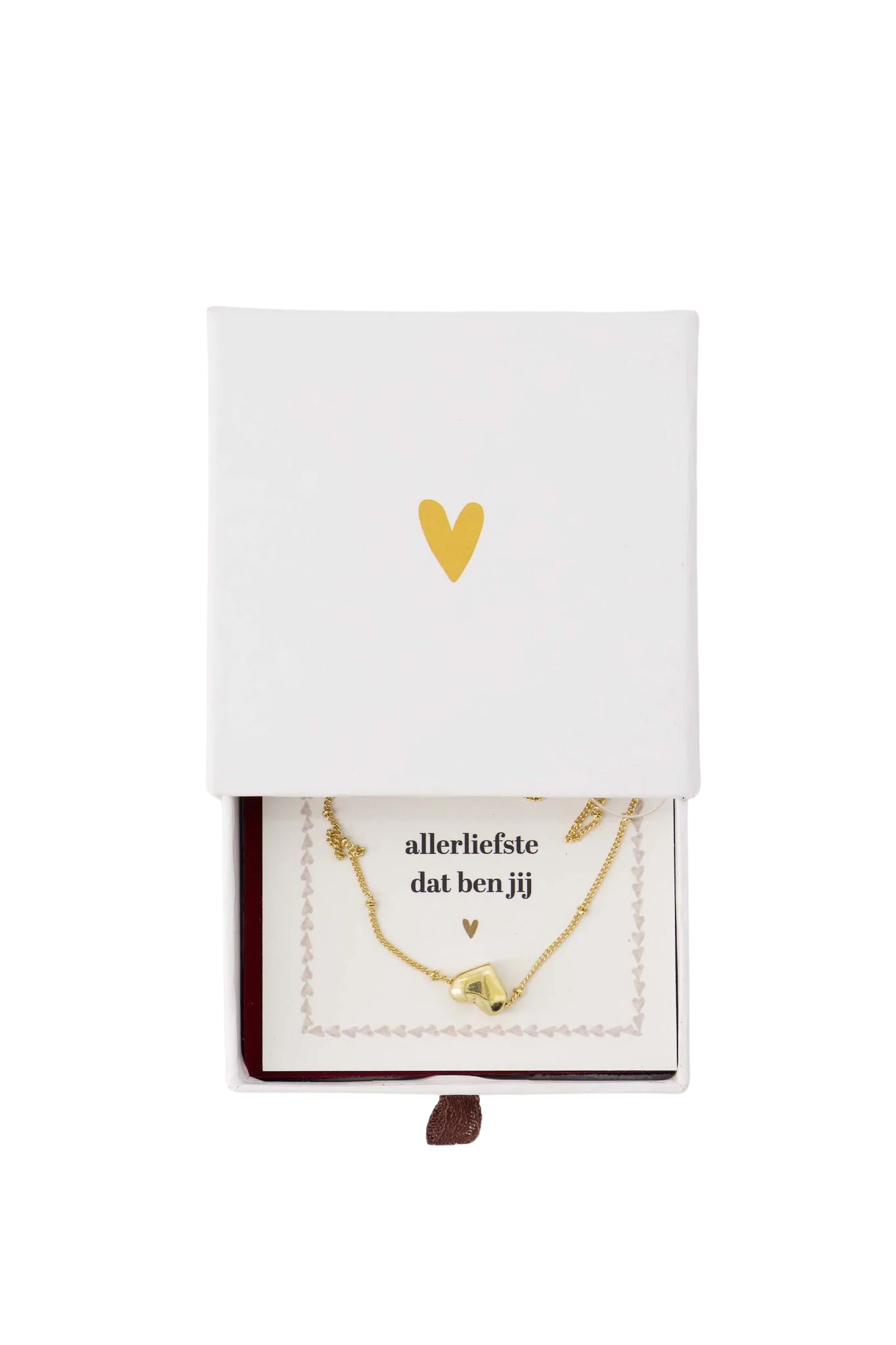 Zusss | Ketting hartje in schuifdoosje wit