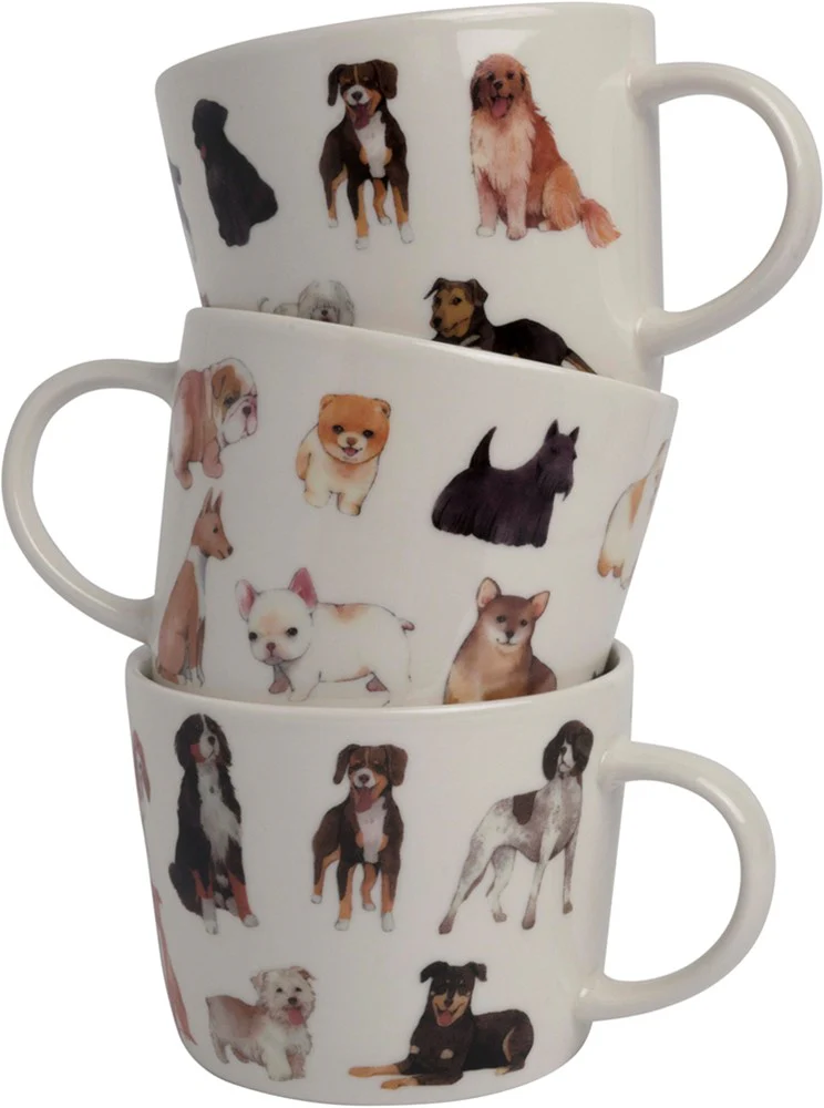 Dutch Floral Giftset 3 Bekers Laag Honden Kleur 32 cl.