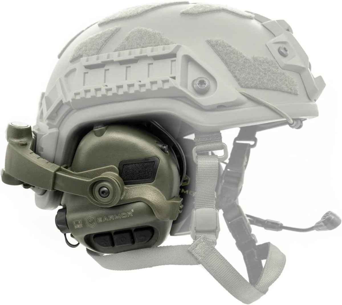EARMOR M32X Plus Elektronische Gehoorbescherming ARC Rail Headset Olijf
