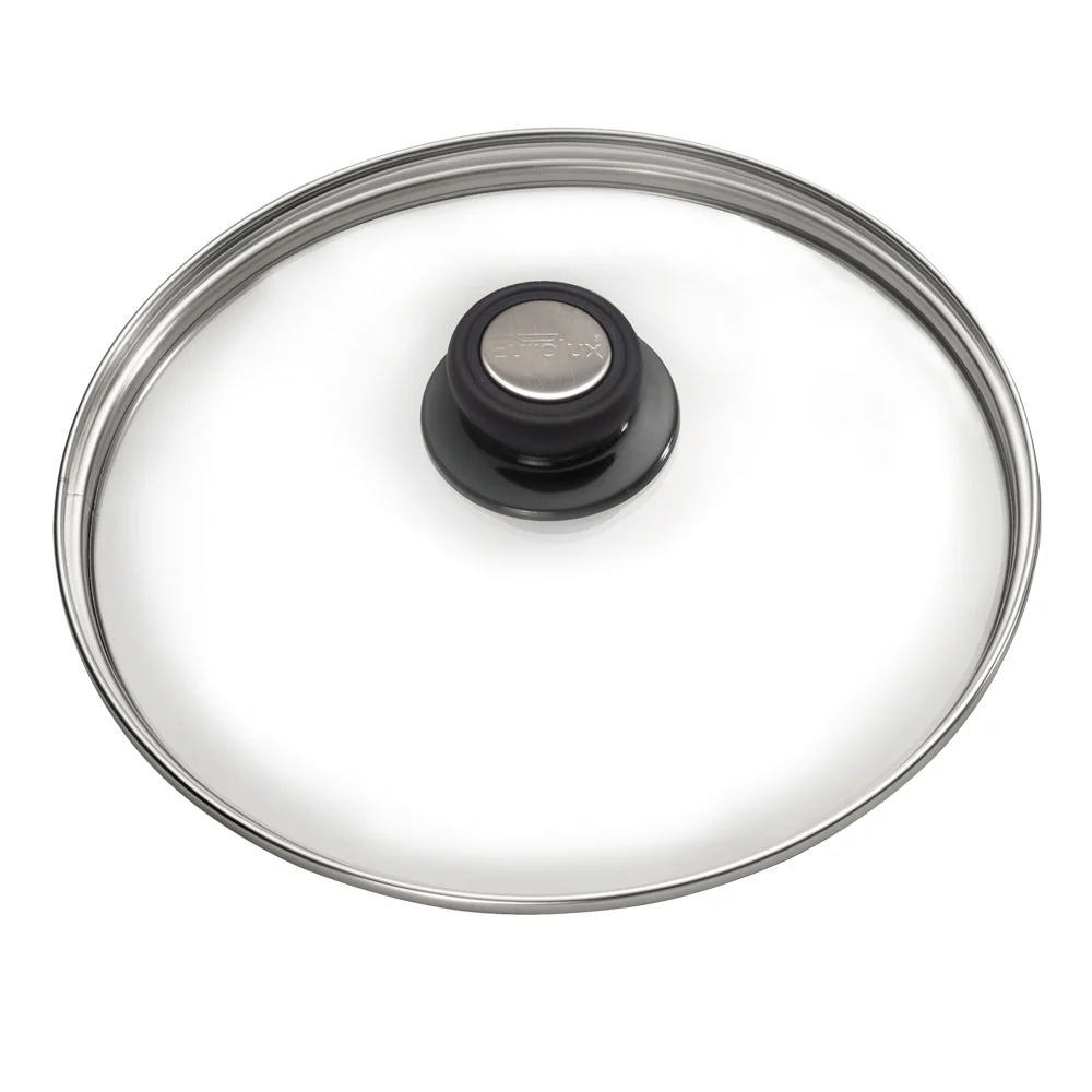 EUROLUX glazen deksel diameter 30cm met roestvrijstalen rand en knop