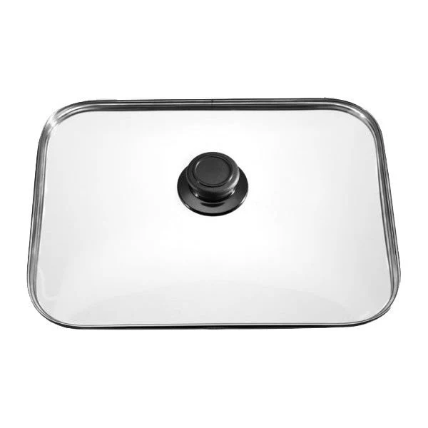 EUROLUX glazen deksel met roestvrijstalen rand en knop 32x25cm