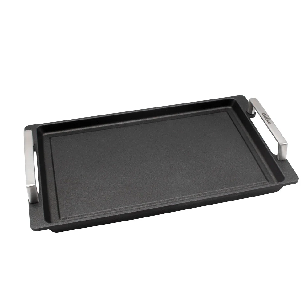 EUROLUX Teppanyaki-plaat met RVS grepen 41x24cm flex-inductie / combizone Bosch, Miele en Siemens Compatible EUROLUX Teppanyaki-plaat met RVS grepen 41x24cm flex-inductie / combizone Bosch, Miele en Siemens Compatible