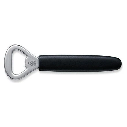 TRIANGLE gehard roestvrijstalen flessenopener professionele uitvoering met zwart handvat 14,5cm