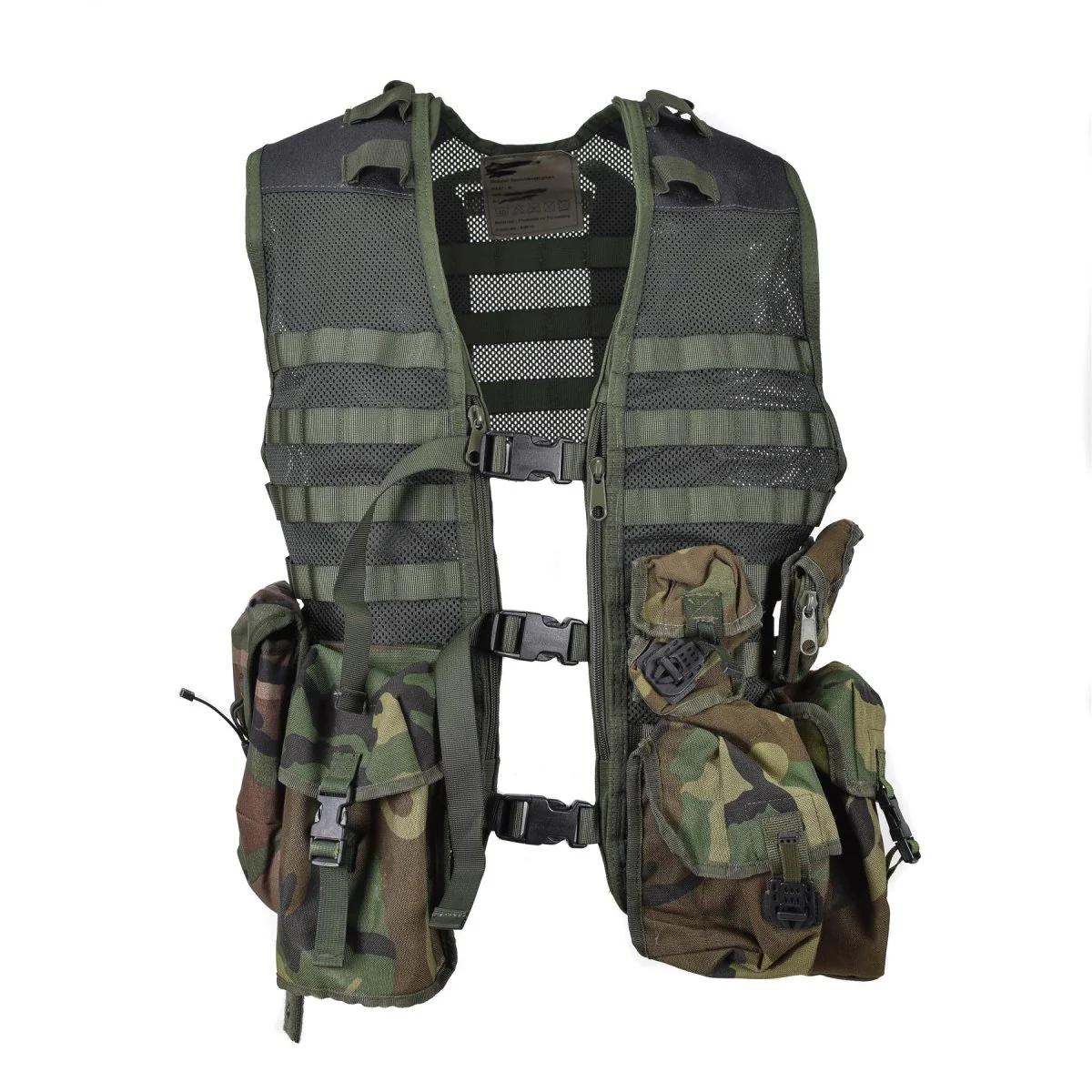 Echte Nederlandse militaire olijfversterkte vest 6pcs Modulaire bosmolle -zakjes