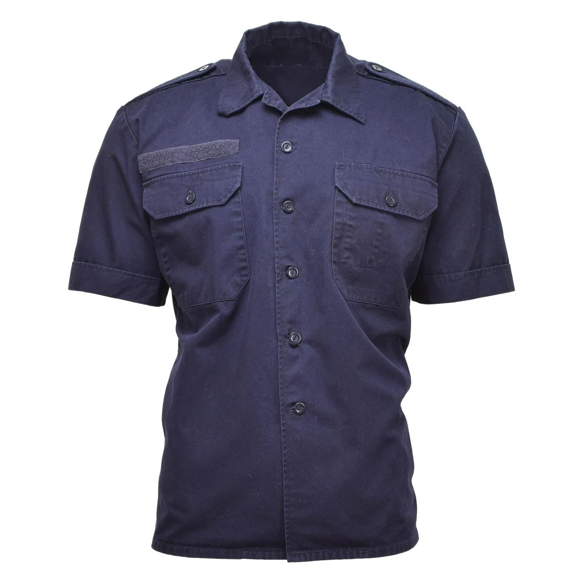 Echte Nederlandse militaire shirts Korte mouwen Korthuids vaste blauw militair surplus geknoopt