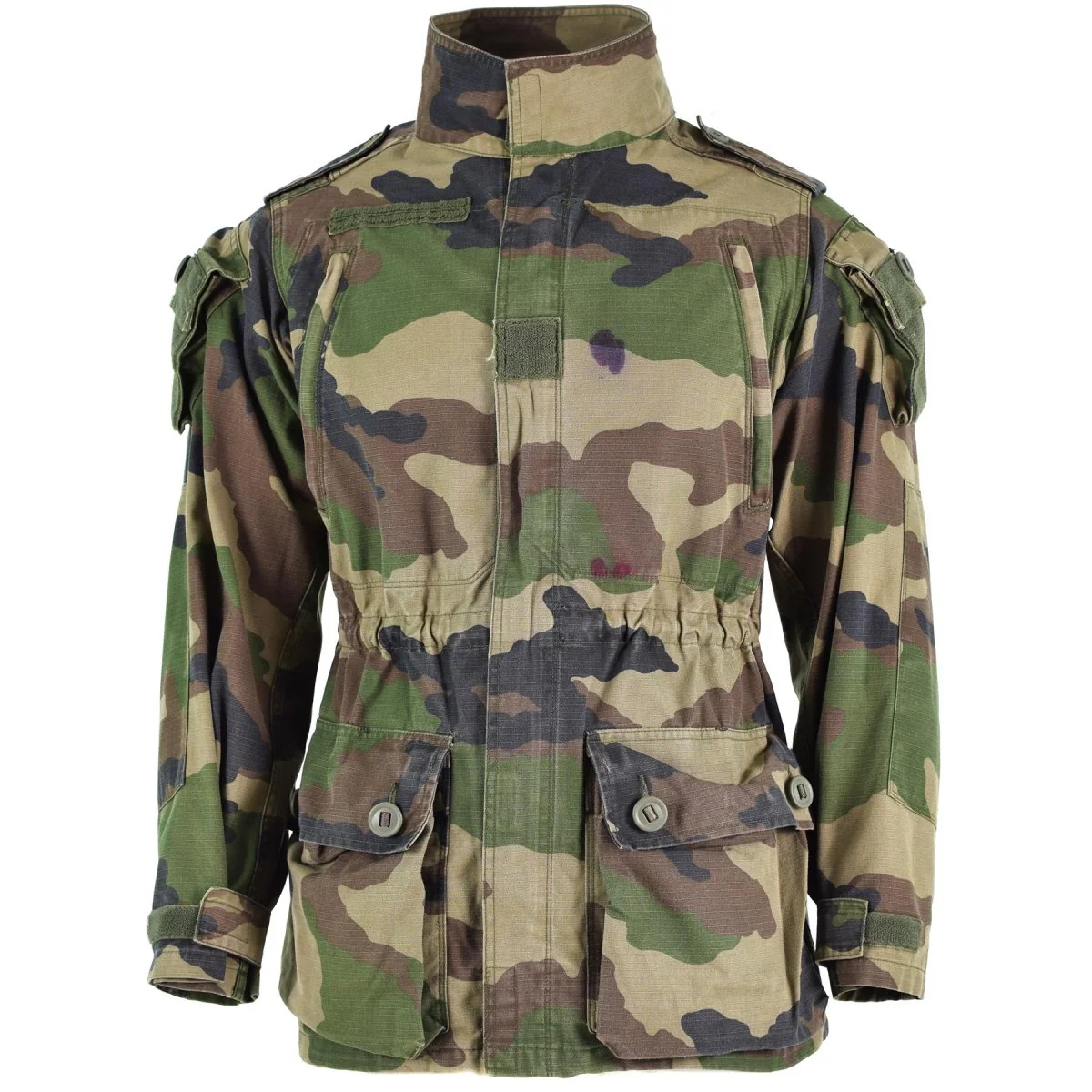 Echt Frans leger Smock jas CCE CAMO MILITAIRE GEVOEGEN PARKA SATEEN FELIN T4