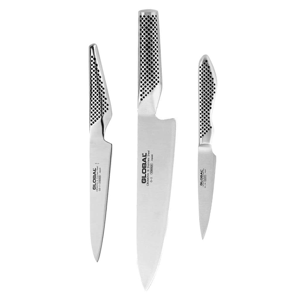 Global – G-21138 3-piece knife set Chef’s knife + Filleting knife + Office knife
