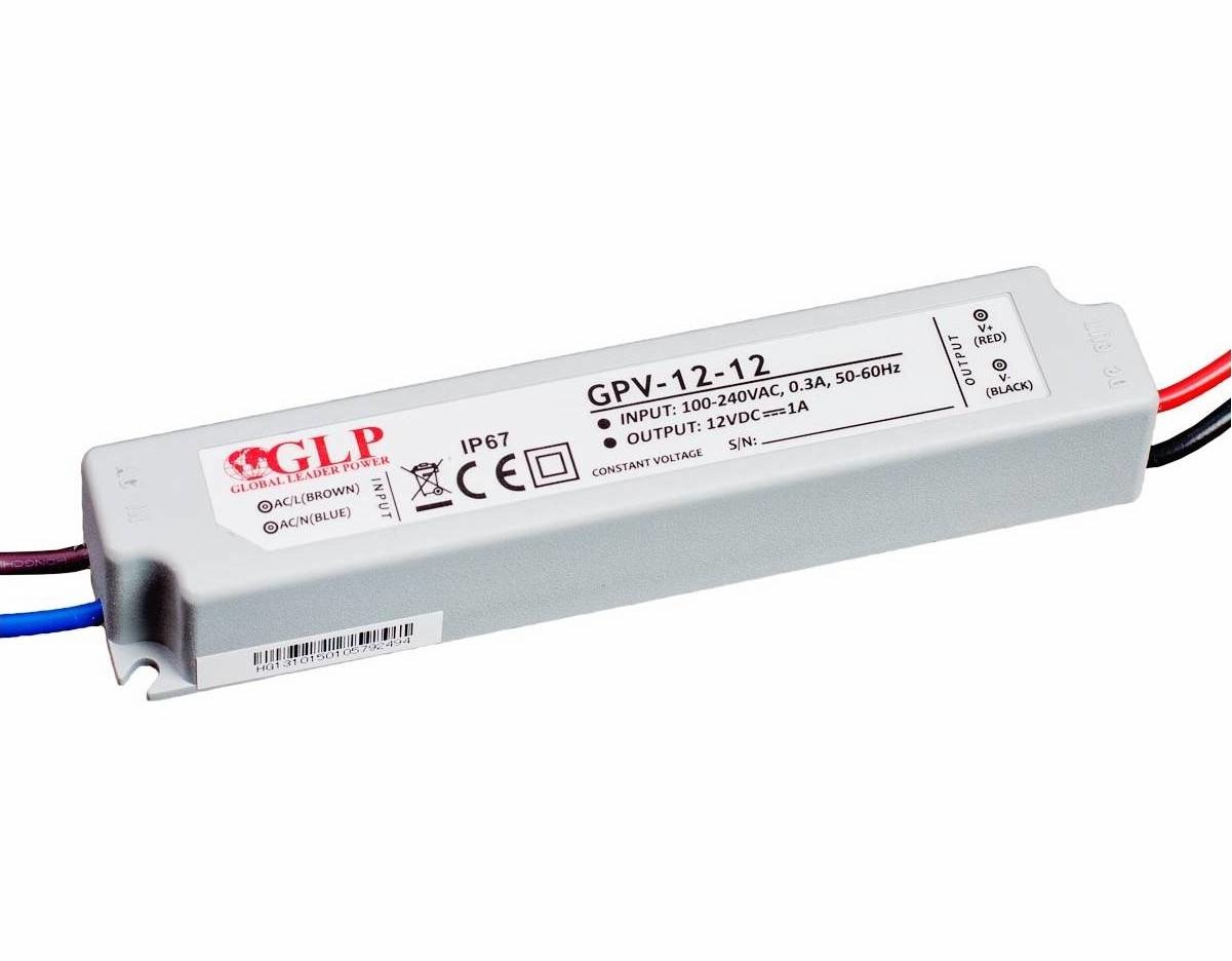 LED voedingsadapter – 12V 12W 1A – geschikt voor 12V LED-verlichting – IP67 waterdicht
