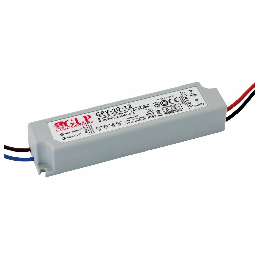 LED voedingsadapter – 12V 24W 2A – geschikt voor 12V LED-verlichting – IP67 waterdicht